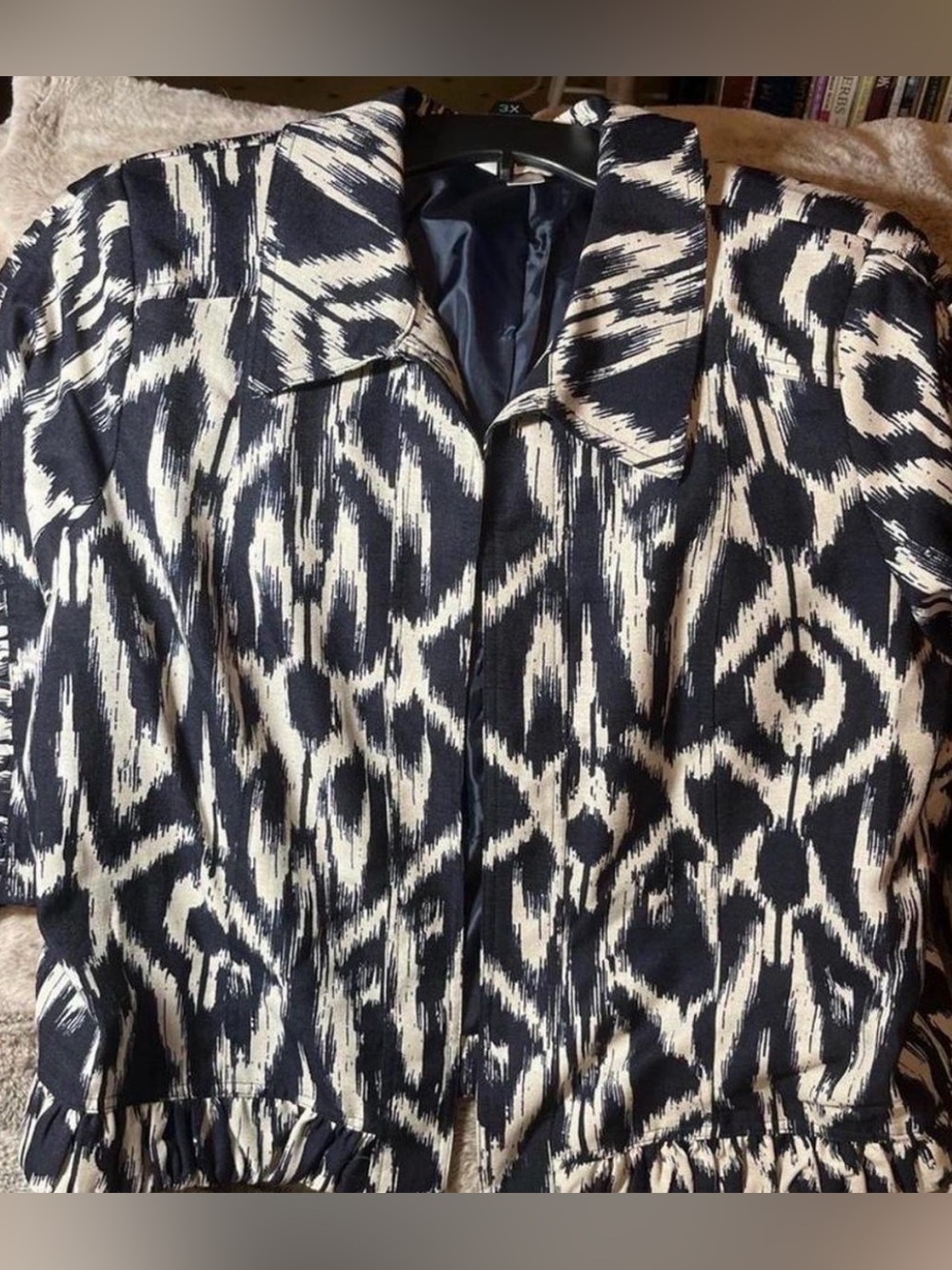 Christopher & Banks 2X Abstract Ikat Zip Jacket Avant Garde Art To Wear Eclectic